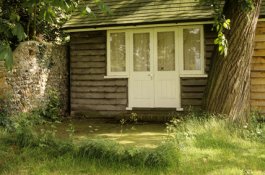 Virginia Woolf's writing-shed in sunshine, Monk's House, Rodmell jpegntprints.com